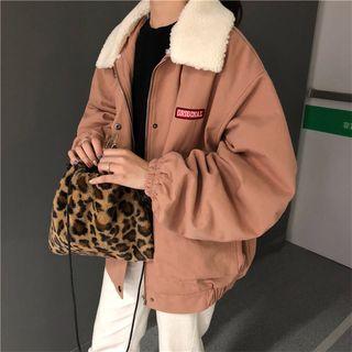 Fleece Collar Oversized Corduroy Cargo Jacket