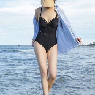 Perforated Open-back Swimsuit