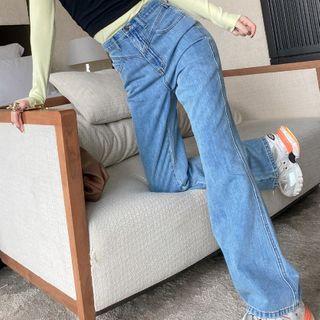 High-waist Straight-cut Boot-cut Pants