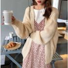 Open-front Oversized Cardigan Almond - One Size