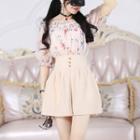 Mock Two-piece Short-sleeve Playsuit Beige - Xl