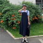 Puff-sleeve Blouse / Pleated Sleeveless Dress