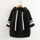 Grosgrain Drawcord Short-sleeve Cropped Hoodie