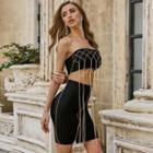 Strapless Mock Two-piece Sheath Dress