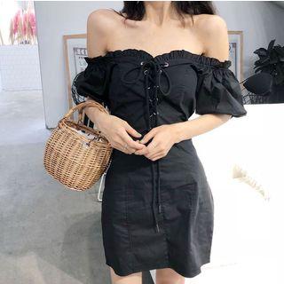 Ruffle Trim Off-shoulder Dress
