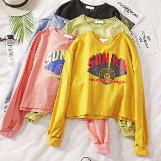 Printed Long-sleeve Crop T-shirt