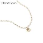 Disc Pendant Faux Pearl Necklace 1pc - Gold & White - One Size