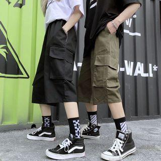 Couple Matching Wide-leg Cropped Cargo Pants