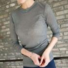 Plain Long-sleeve Stretchy T-shirt