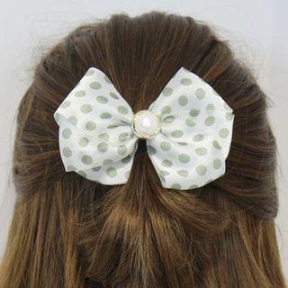 Faux Pearl Polka Dot Bow Hair Clip
