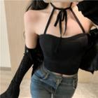 Plain Lace-up Cropped Tube Top