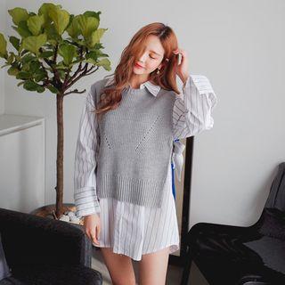 Cutout Tie-side Dip-back Knit Vest