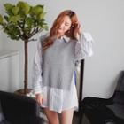 Cutout Tie-side Dip-back Knit Vest