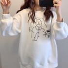 Cartoon Printed Pullover White - One Size