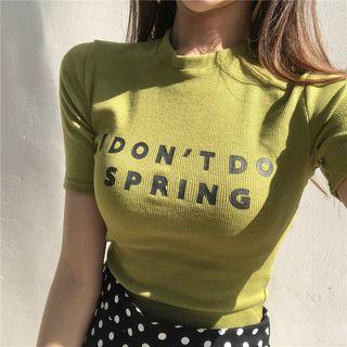 Letter Print T-shirt/dot Skirt