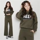 Set: Lettering Sweatshirt + Band-waist Pants