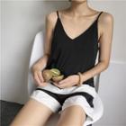 Set: V-neck Camisole Top + Color Block Shorts