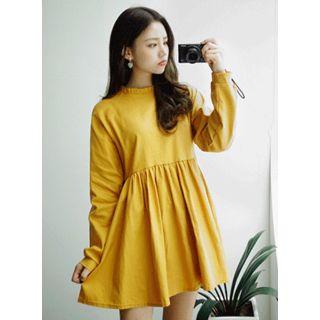 High-waist Long-sleeved Mini Dress