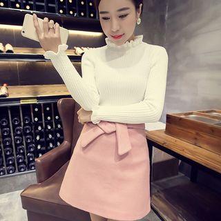 Frilled Mock-neck Sweater