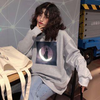 Reflective Moon Print Pullover