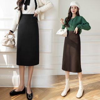 High Waist Fleece-lined Pencil Skirt
