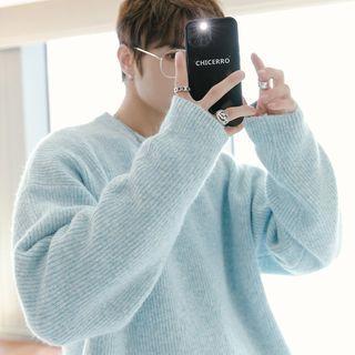 Round Neck Melange Knit Sweater
