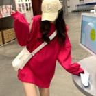 Cold Shoulder Mini Sweatshirt Dress Rose Pink - One Size