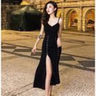 Sleeveless Studded Bodycon Dress Black - One Size