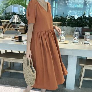 V-neck A-line Long Dress