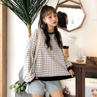 Plaid Boxy-fit Pullover