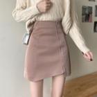 Asymmetrical Faux Leather Zip Mini Pencil Skirt
