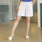 Band-waist Metal-button Shorts