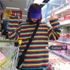 Rainbow Stripe Long-sleeve T-shirt Multicolor - One Size