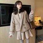 Shawl Collar Buttoned Jacket / A-line Mini Skirt