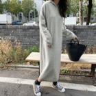 Cashmere Blend Knit Long Hoodie Dress Gray - One Size
