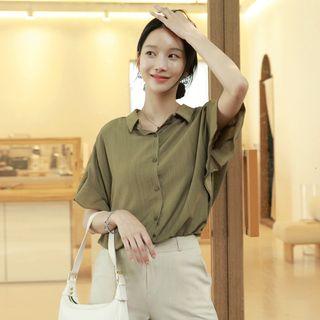 Ruffle-sleeve Tie-back Blouse