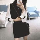 Long-sleeve Paneled Mini A-line Shift Dress