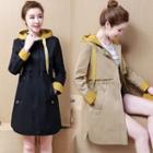 Contrast Trim Hooded Trench Jacket