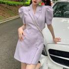 Puff-sleeve Cut-out Mini Blazer Dress