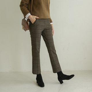 Checked Fleece-lined Straight-cut Pants
