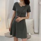 Cutout Halter Short-sleeve A-line Dress