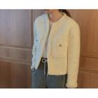 Collarless Boucle Tweed Jacket (cream) One Size