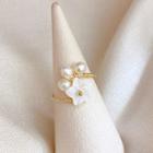 Freshwater Pearl Shell Flower Open Ring As Shown In Figure - One Size