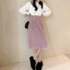 Turtleneck Sweater / Furry Skirt