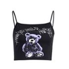 Cropped Bear Print Camisole Top