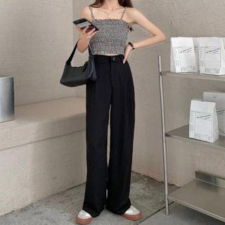 High-waist Loose-fit Straight Cut Dress Pants