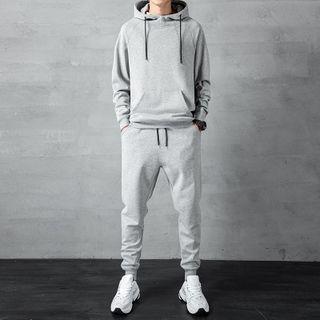 Set: Plain Hoodie + Jogger Sweatpants