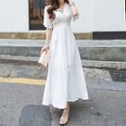 Flutter-sleeve Maxi A-line Chiffon Dress