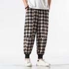 Drawstring-waist Plaid Harem Pants