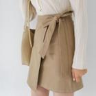 Stitched Mini Surplice-wrap Skirt